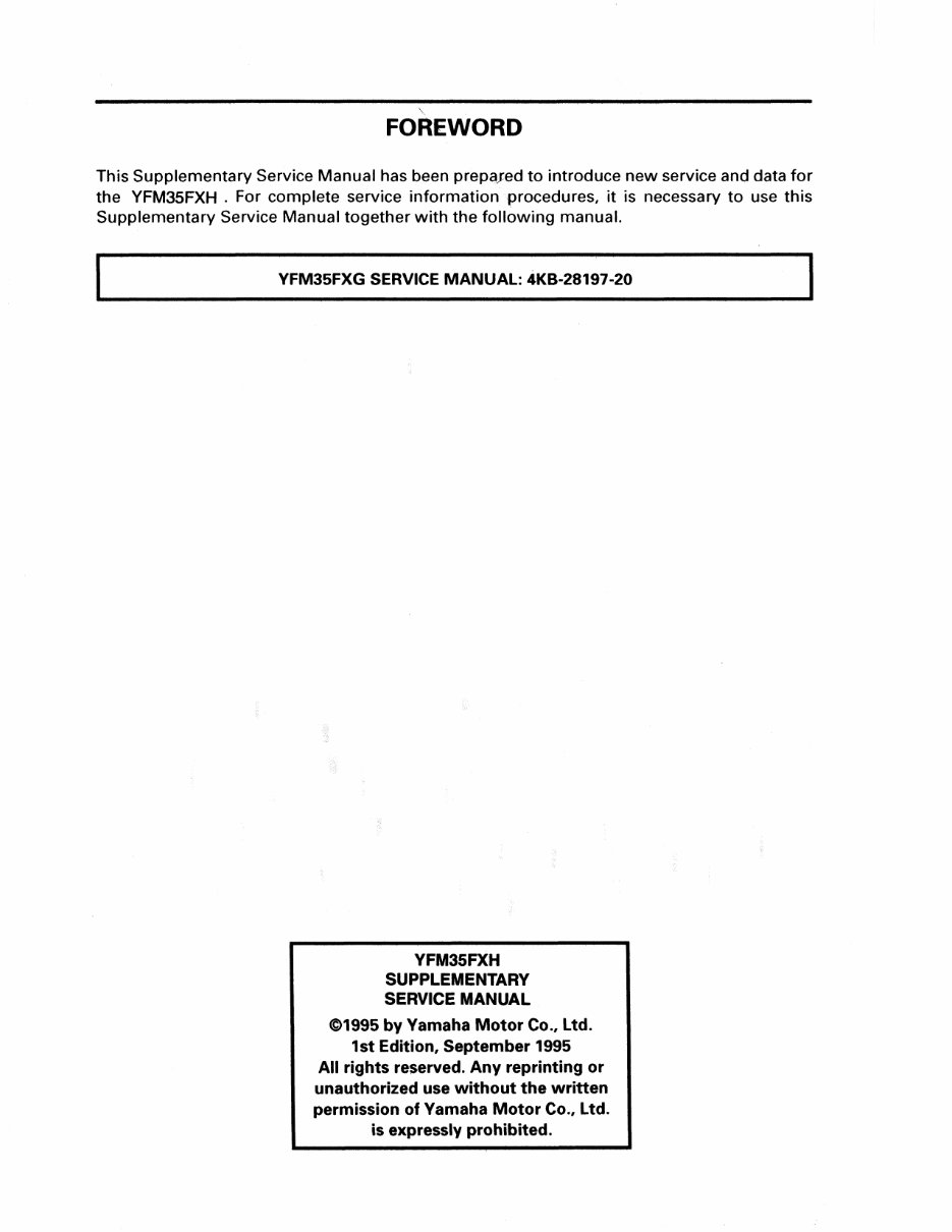1995-2007 YAMAHA YFM350 WOLVERINE ATV Repair Manual preview img 3