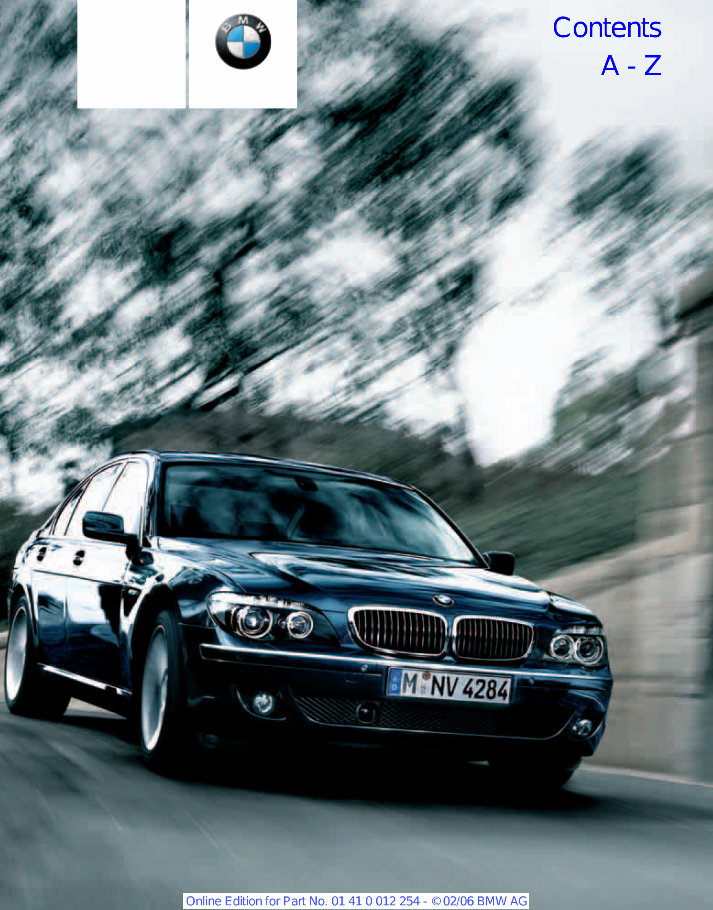 2006-2012 BMW 7 Series (740/750/760) Owners Manual preview img 1