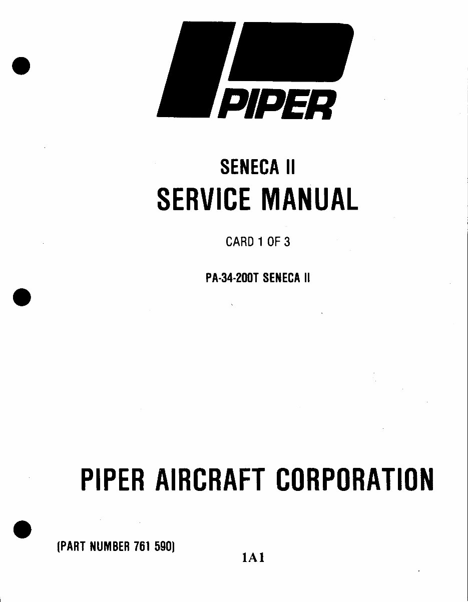 Piper Seneca II PA 34 200T Aircraft Workshop & Parts Manual Complete Workshop Service Repair Manual preview img 1