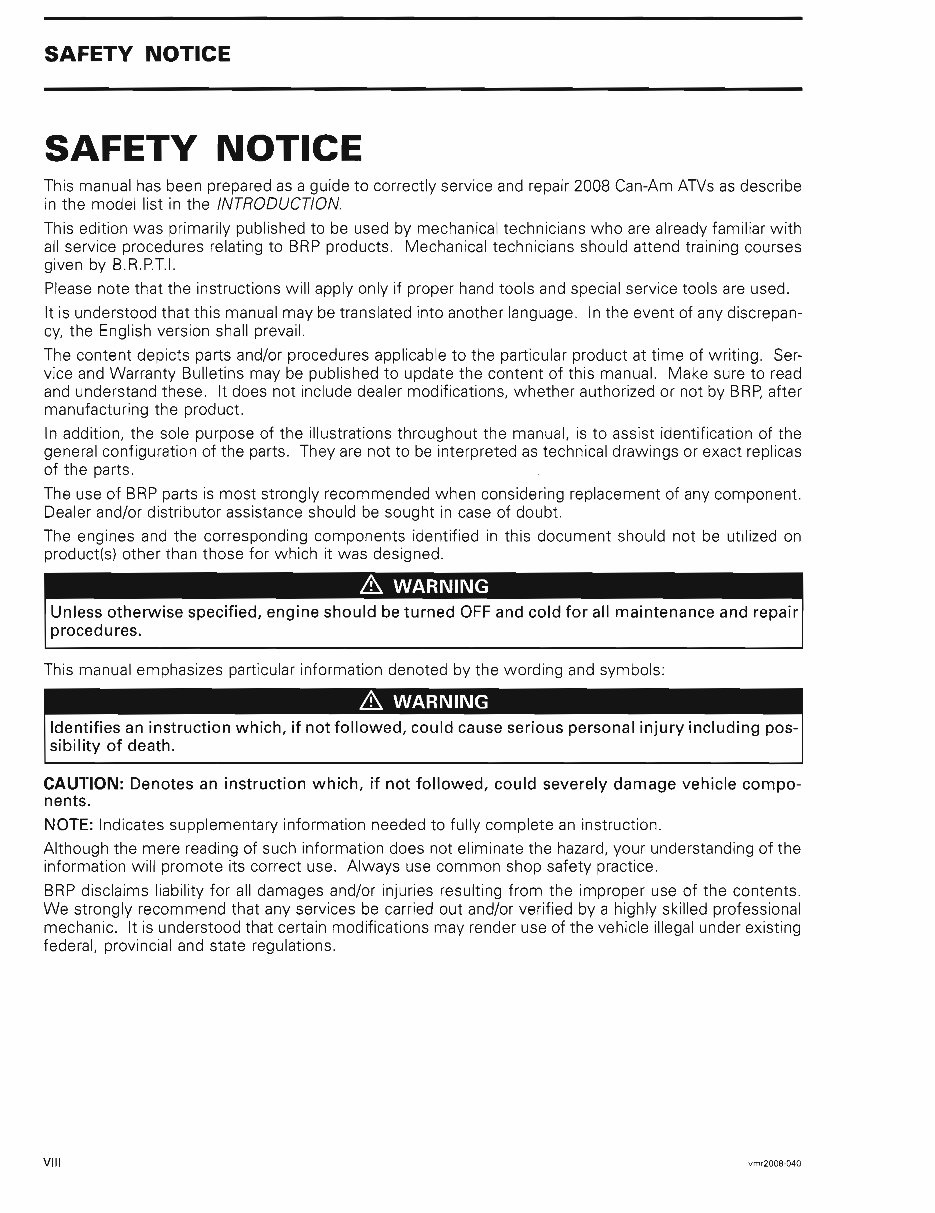 2007-2008 Can-Am Outlander/Renegade Series ATVs (500/650/800) OEM Service & Repair Manual preview img 9