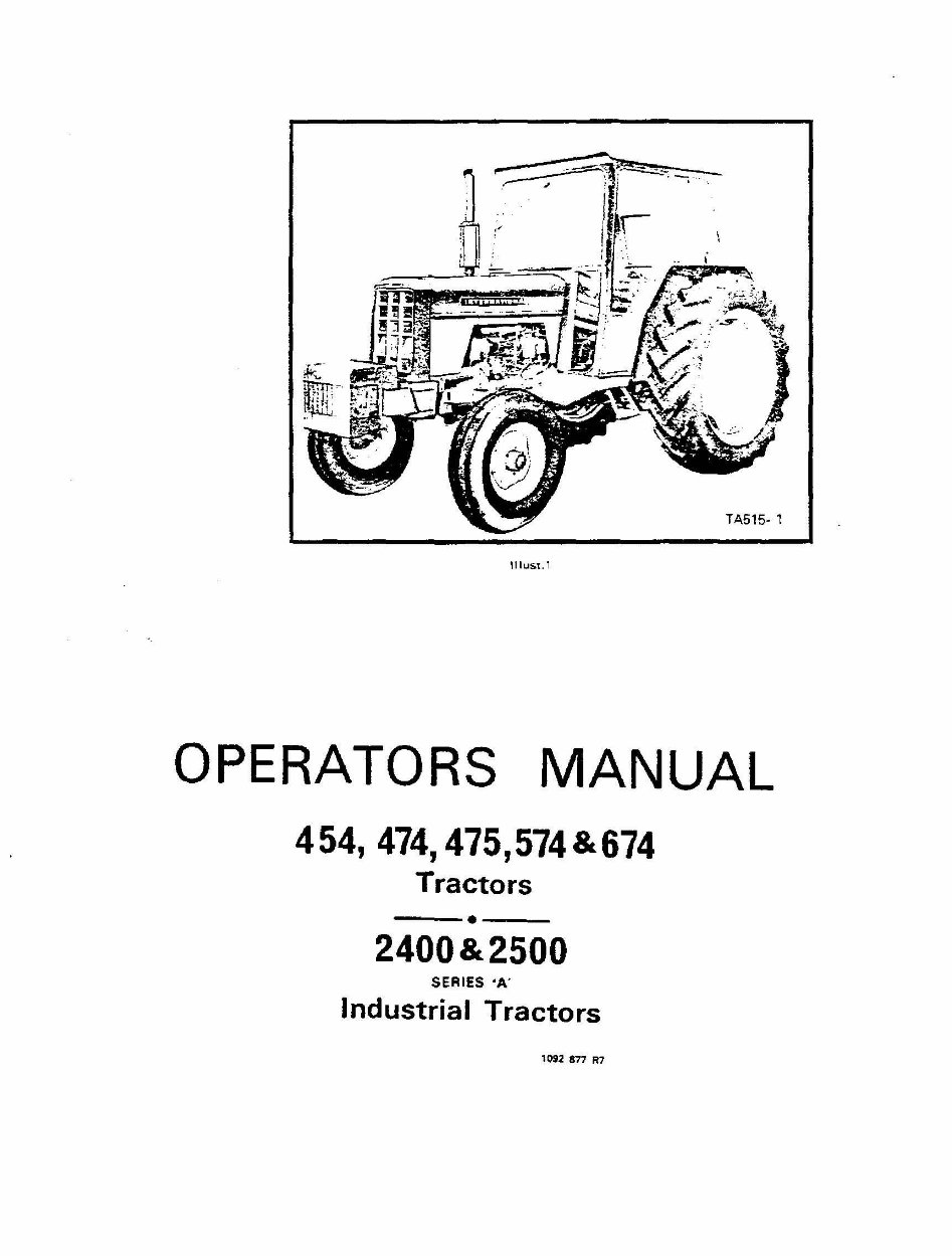 International 454, 474, 475, 574,674 Tractor OPS Manual preview img 1