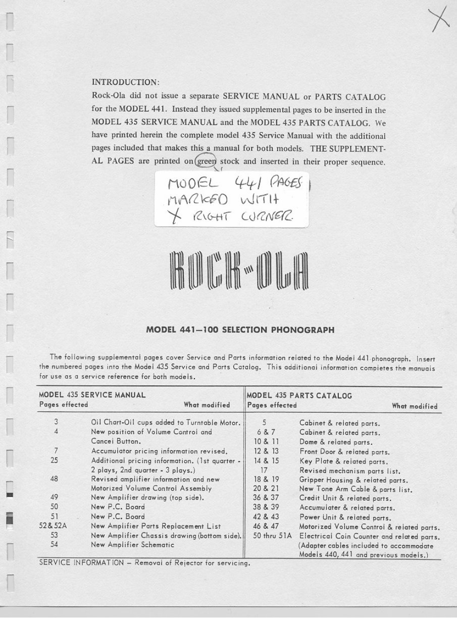 Rock-Ola 435 and 441 Jukebox Service repair manual preview img 5