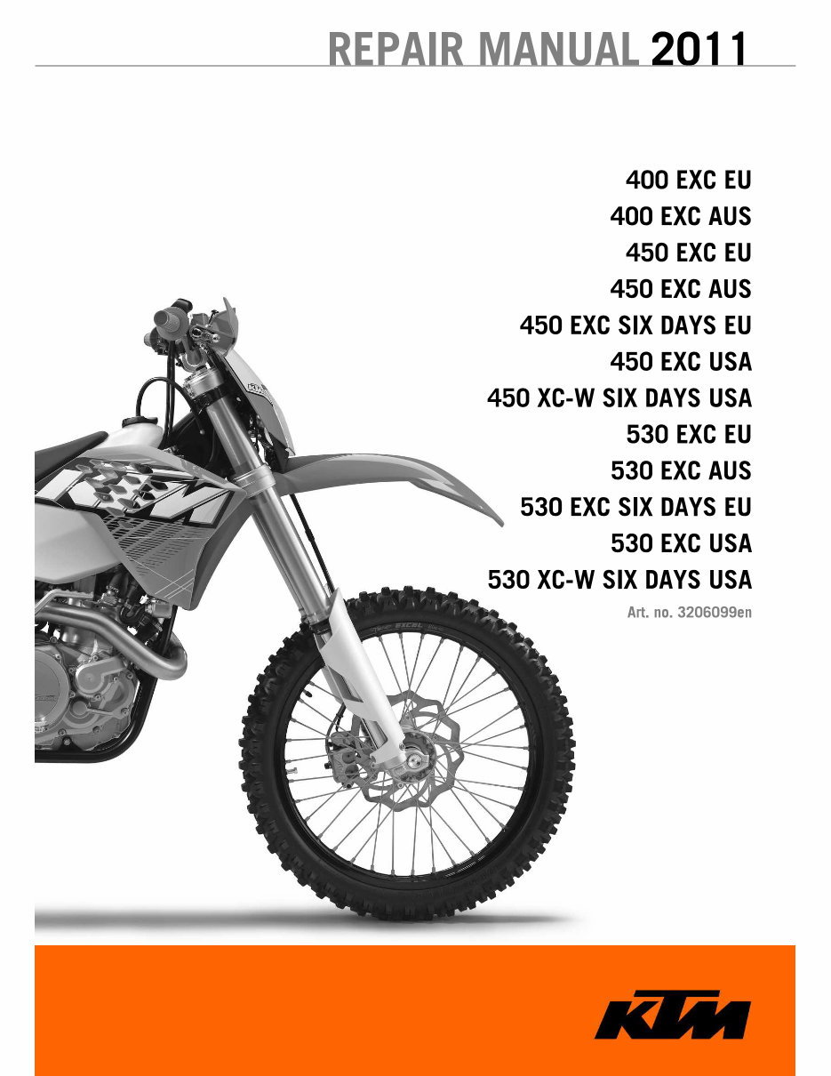 2011 Ktm 400 Exc,factory Edition, 450 Exc, 450 Exc Factory Edition,450 Exc Six Days, 450 Xc-w Six Days,530 Exc Factory Edition,5 preview img 1