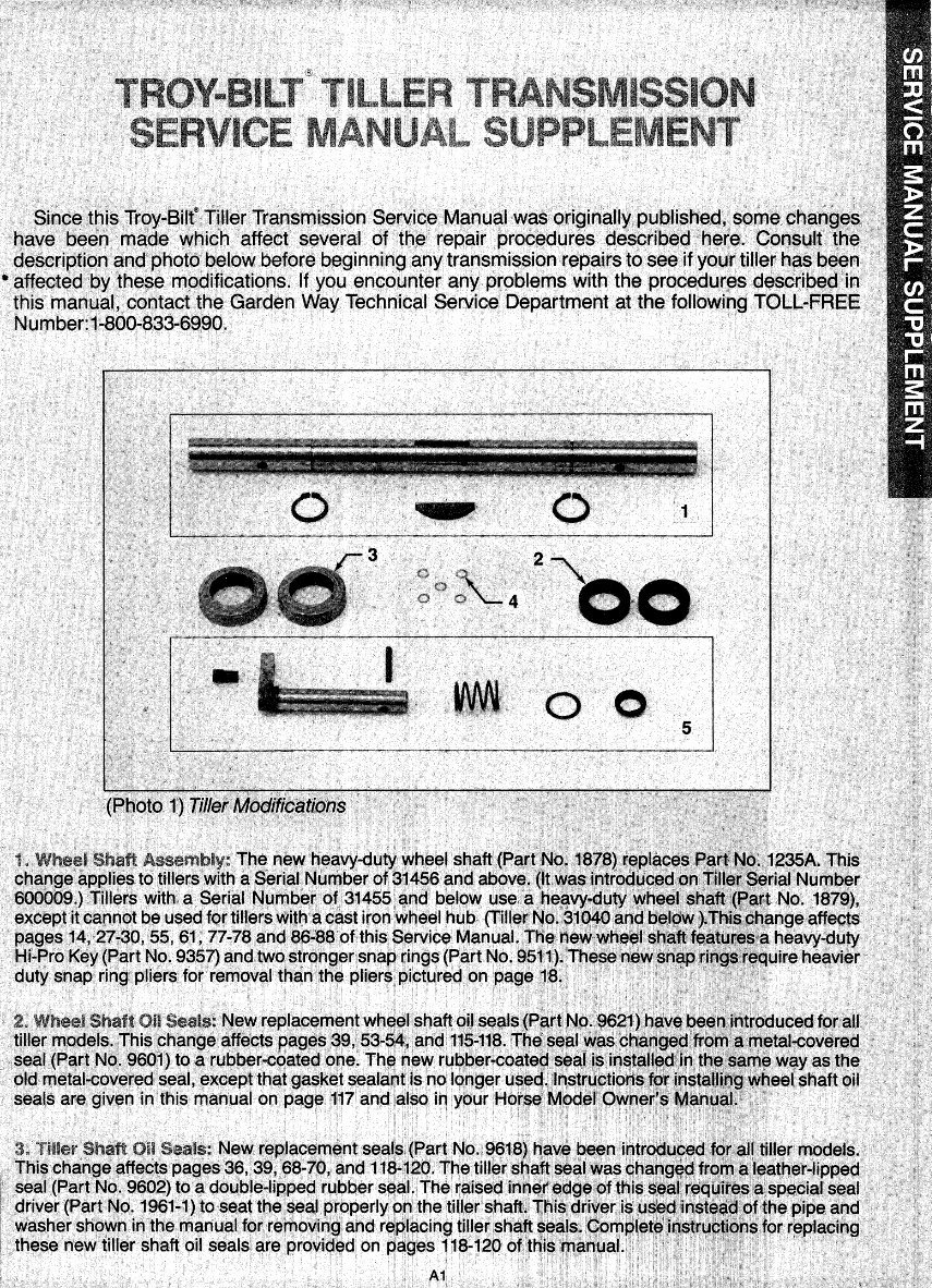 Troy-Bilt Roto Tiller Transmission Service & Repair Workshop Manual - IMPROVED - preview img 3