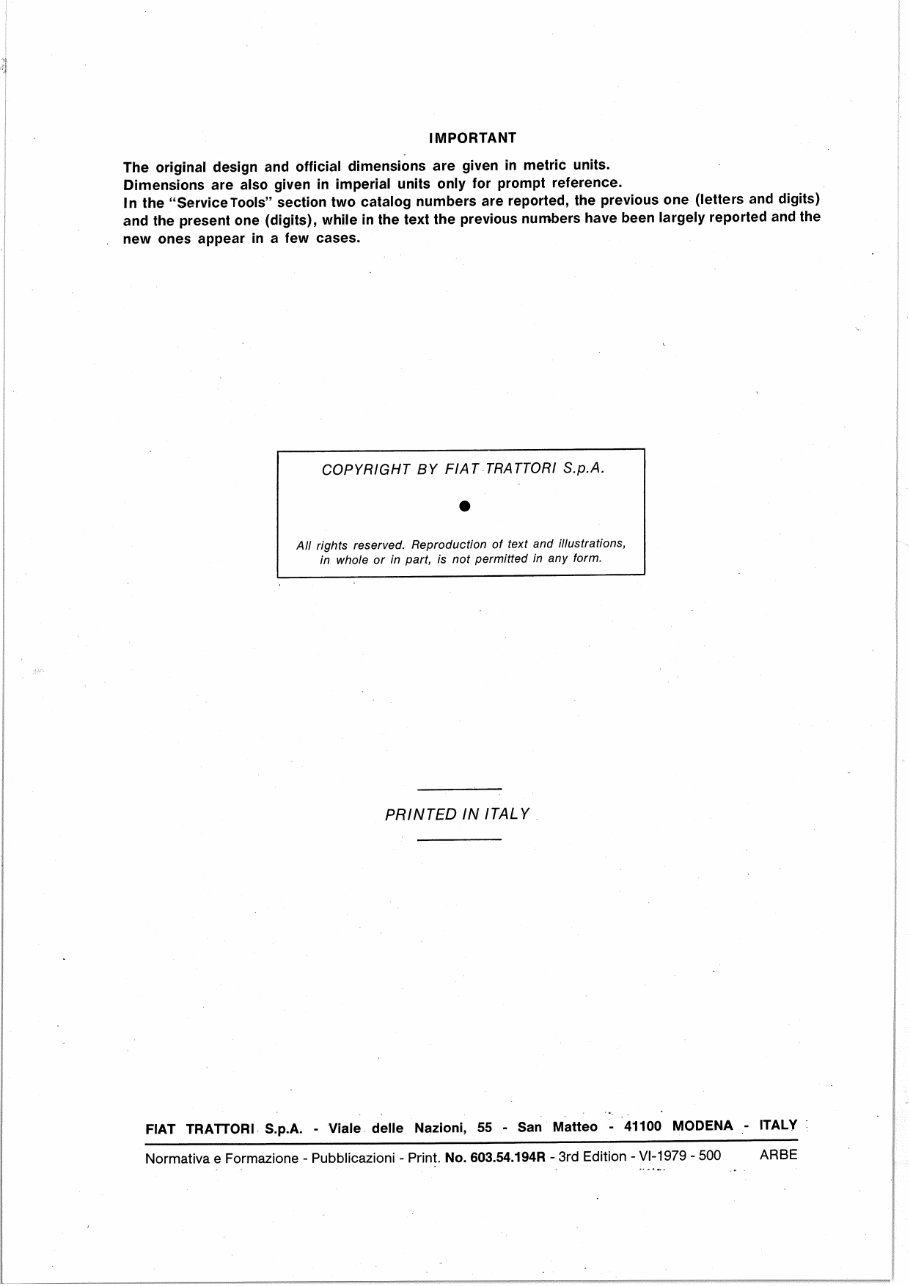 Fiat Trattori 480-480 DT/500-500 DT/540-540 DT/640-640 DT Tractors OEM Service & Repair Manual preview img 2