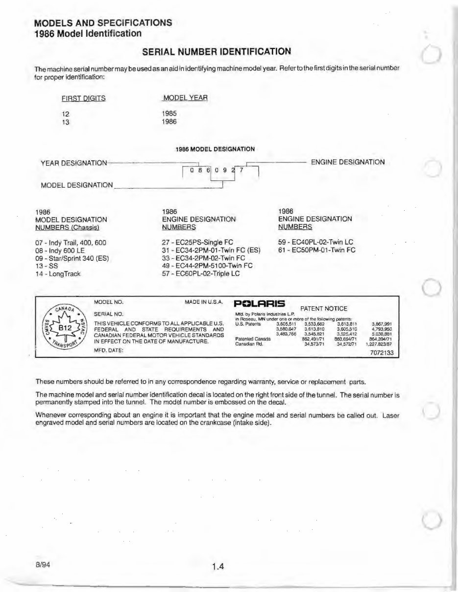 1989 Polaris Indy 500 Snowmobiles OEM Service & Repair Manual preview img 6