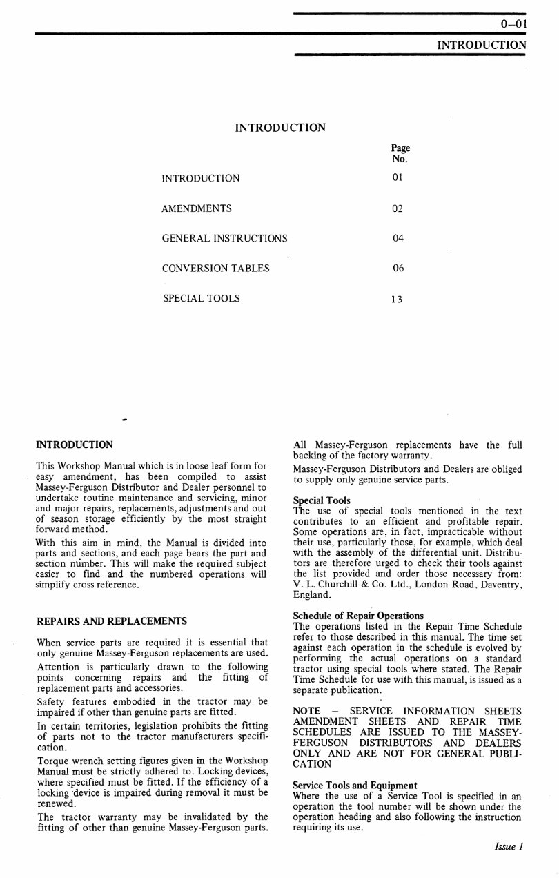 Massey Ferguson MF135 MF148 Tractor Service & Repair Manual preview img 1