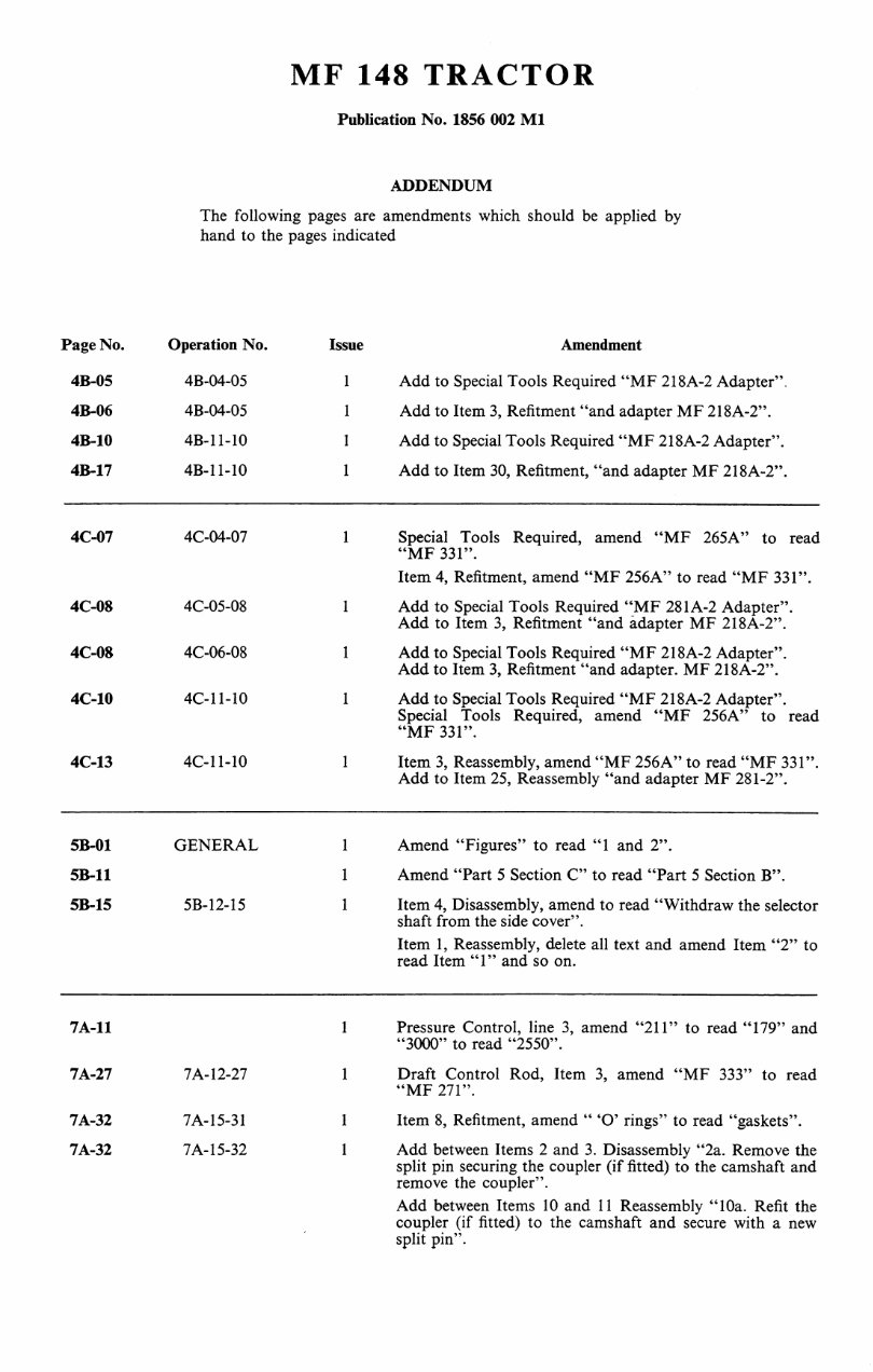 Massey Ferguson MF135 MF148 Tractor Service & Repair Manual preview img 5