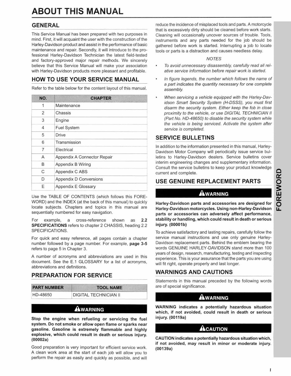 Harley-Davidson Touring Models Workshop Service Manual 2012 preview img 8