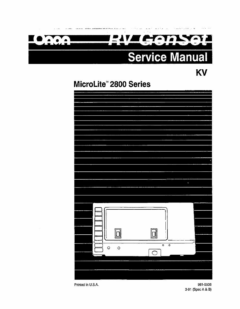 Onan KV Microlite 2800 Series Generator Complete Workshop Service Repair Manual preview img 1