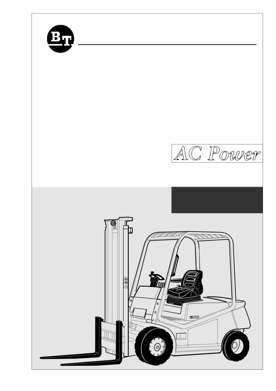 BT CBE 4.0, 4.5, 5.0 AC Power Forklift Cargo Range Service Repair Workshop Manual preview img 1