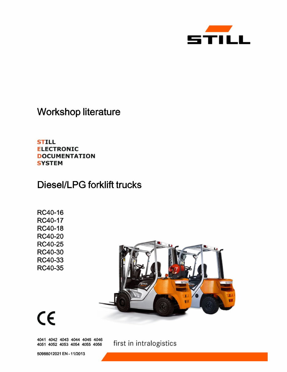 Still RC40-16, RC40-17, RC40-18, RC40-20, RC40-25, RC40-30, RC40-33, RC40-35 Diesel / LPG Forklift Trucks Service Repair Worksho preview img 1