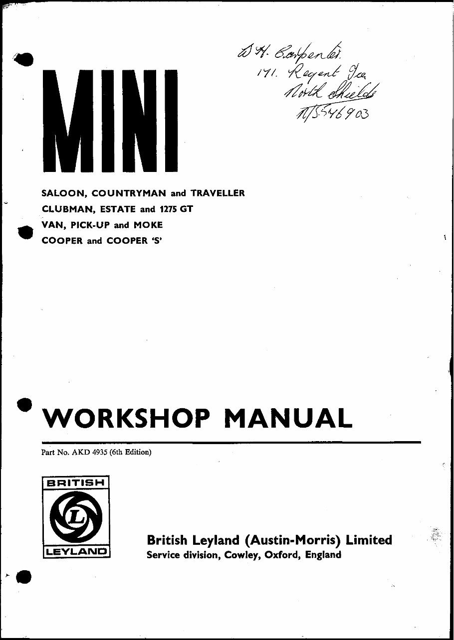 1964-1989 MINI Moke Service & Repair Manual preview img 1