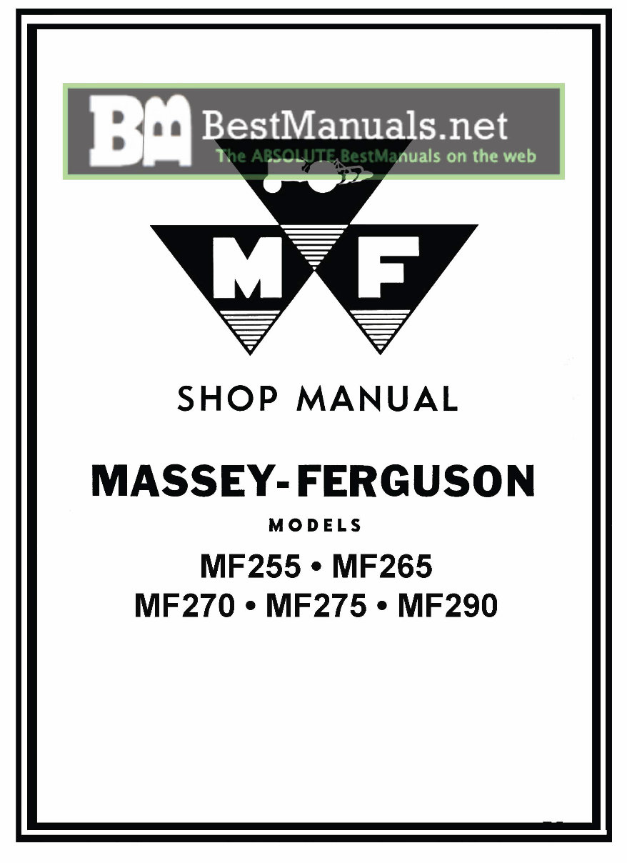 MASSEY FERGUSON MF255 MF265 MF270 MF275 MF290 Shop Manual preview img 1