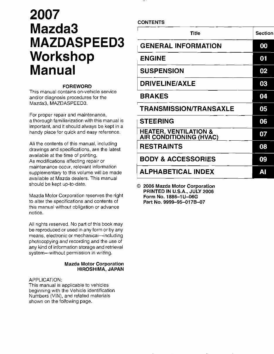 2004-2008 Mazda 3 Service & Repair Manual preview img 1