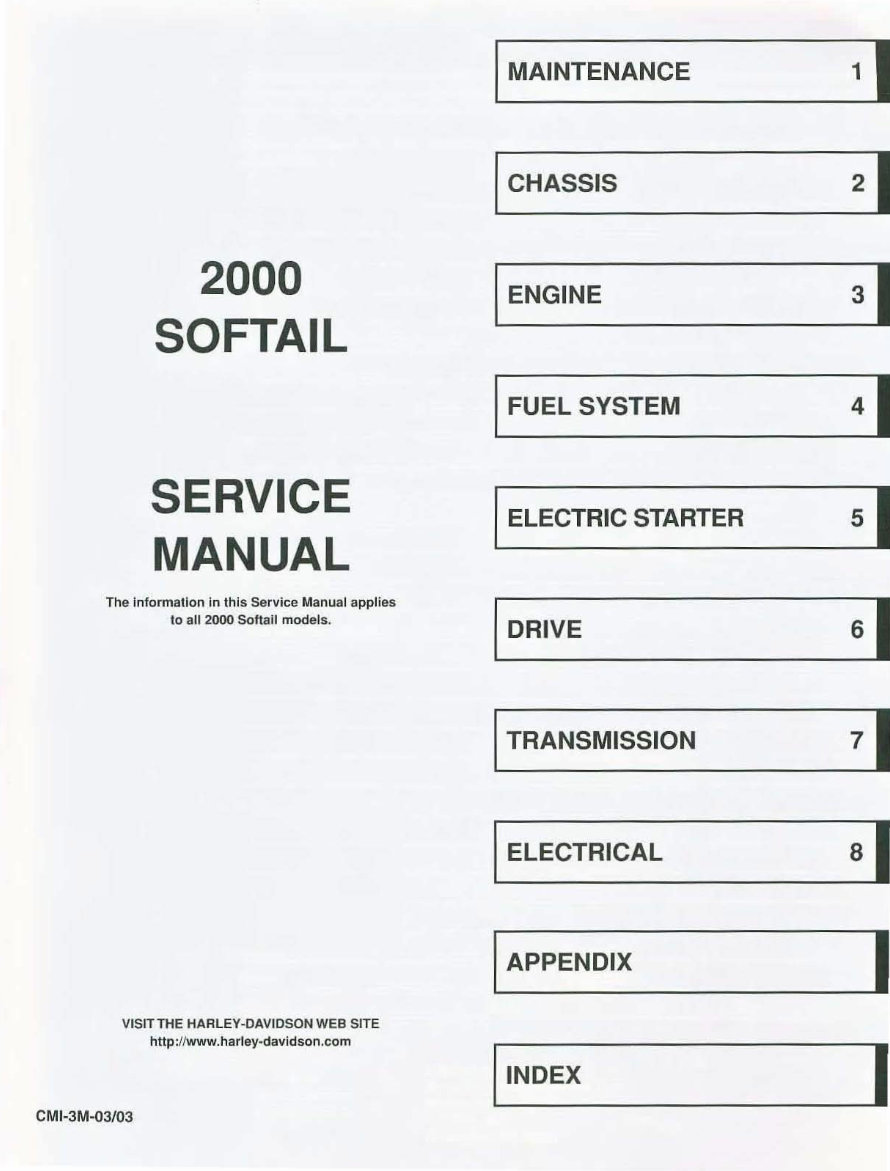 2000 Harley Davidson FXSTD Softail Deuce Factory Service & Work Shop Manual preview img 2