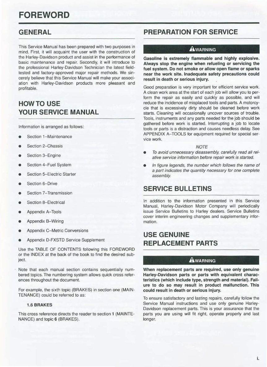 2000 Harley Davidson FXSTD Softail Deuce Factory Service & Work Shop Manual preview img 3