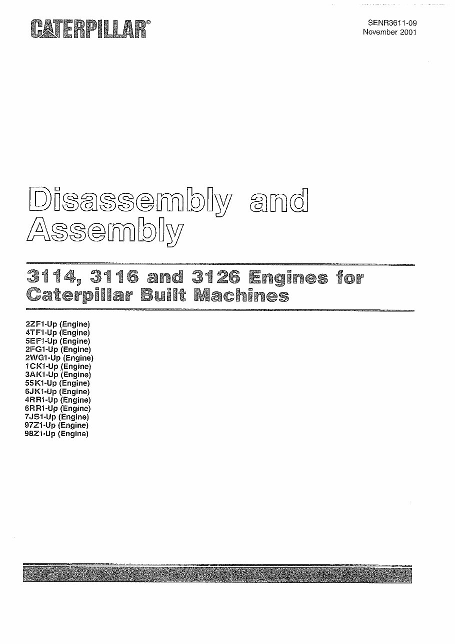 Caterpillar (CAT) 3114, 3116, 3126 Engines OEM Service & Repair Manual preview img 1