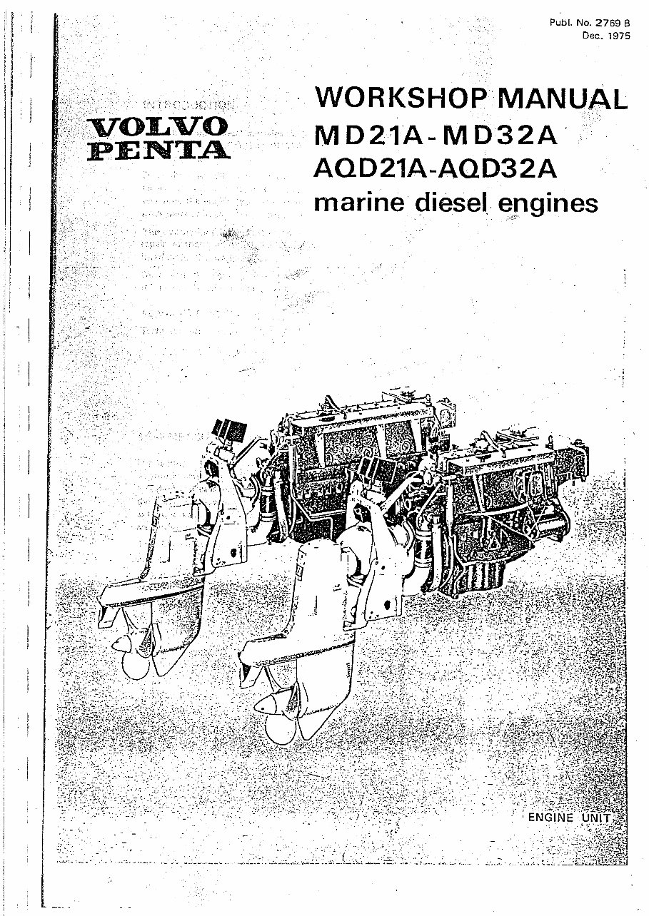 Volvo Penta Md21a, Aqd21a, Md32a, Aqd32a Marine Diesel Engines Workshop Service Repair Manual preview img 1