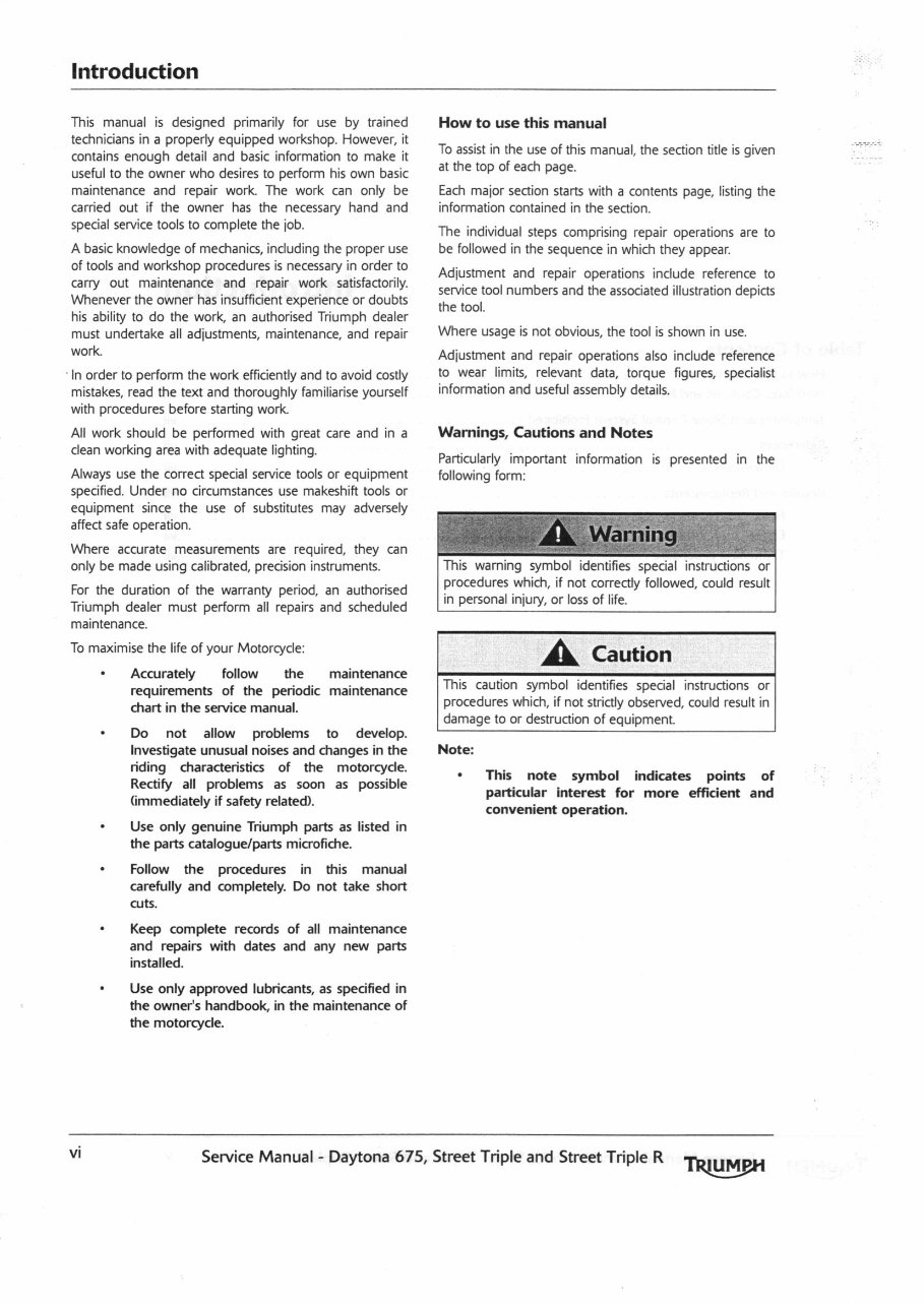 2009-2013 Triumph Daytona 675 Street Triple/Street Triple R OEM Service & Repair Manual preview img 5