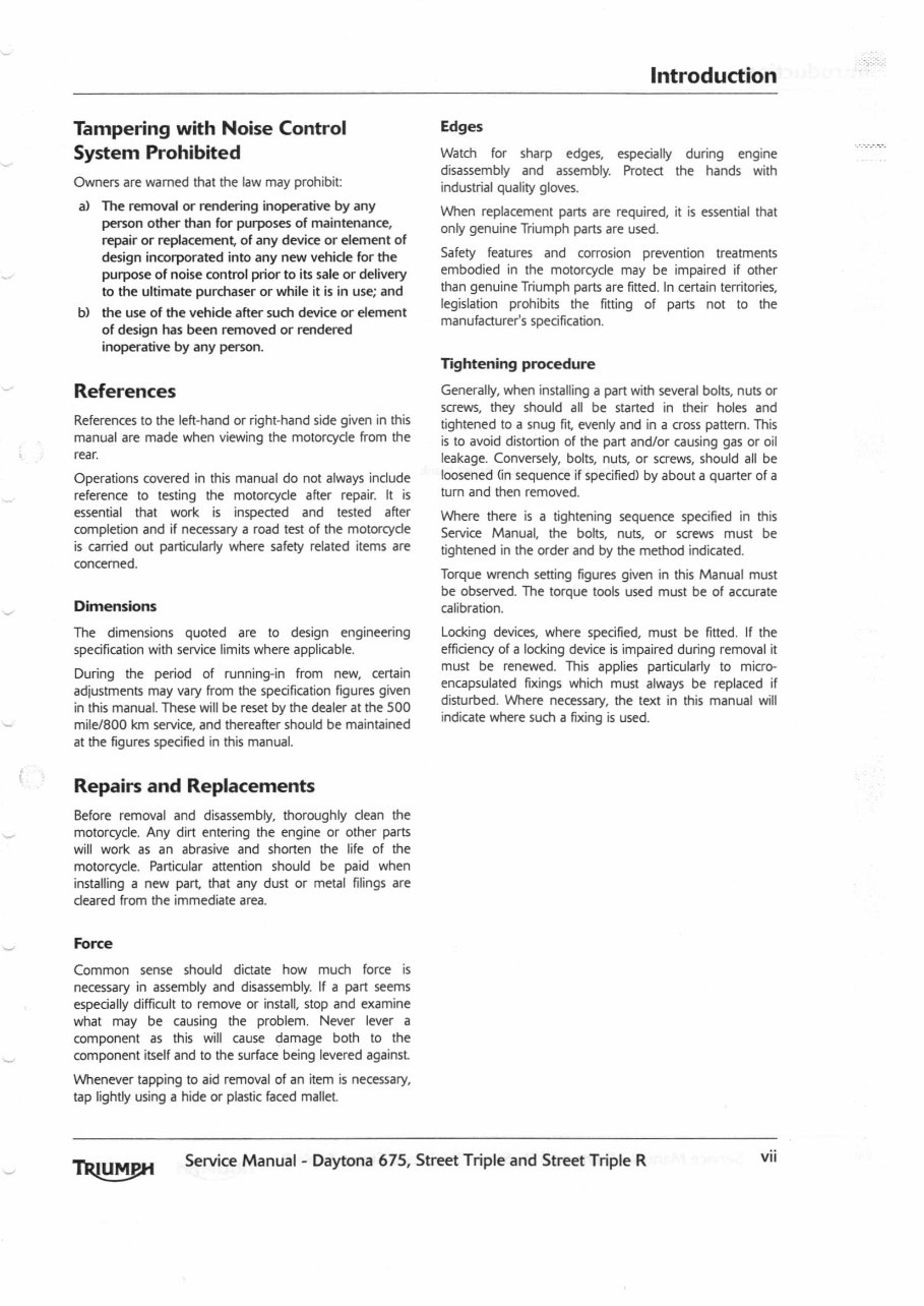 2009-2013 Triumph Daytona 675 Street Triple/Street Triple R OEM Service & Repair Manual preview img 6