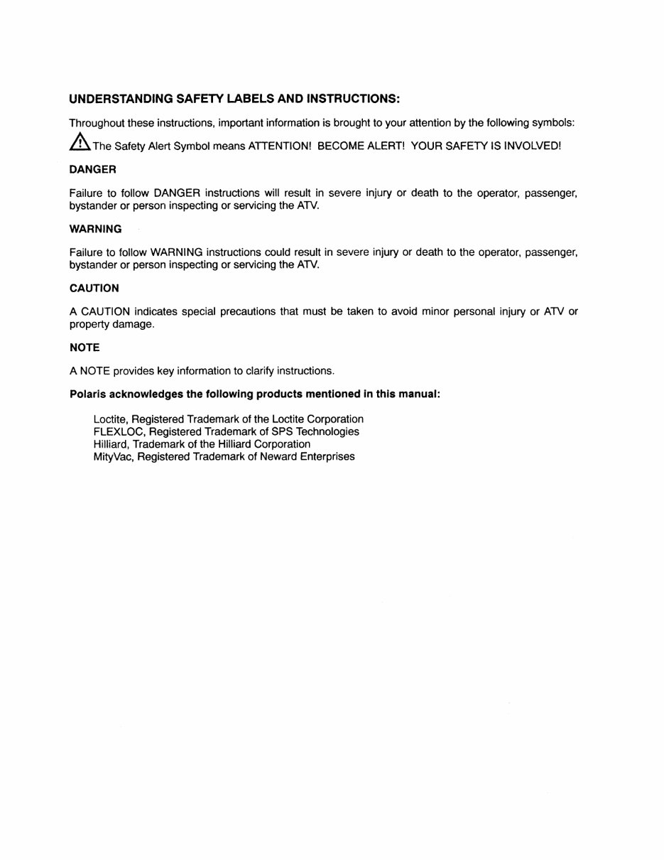 POLARIS 300 400 2X4 4X4 ATV Full Service & Repair Manual 1994-1995 preview img 3