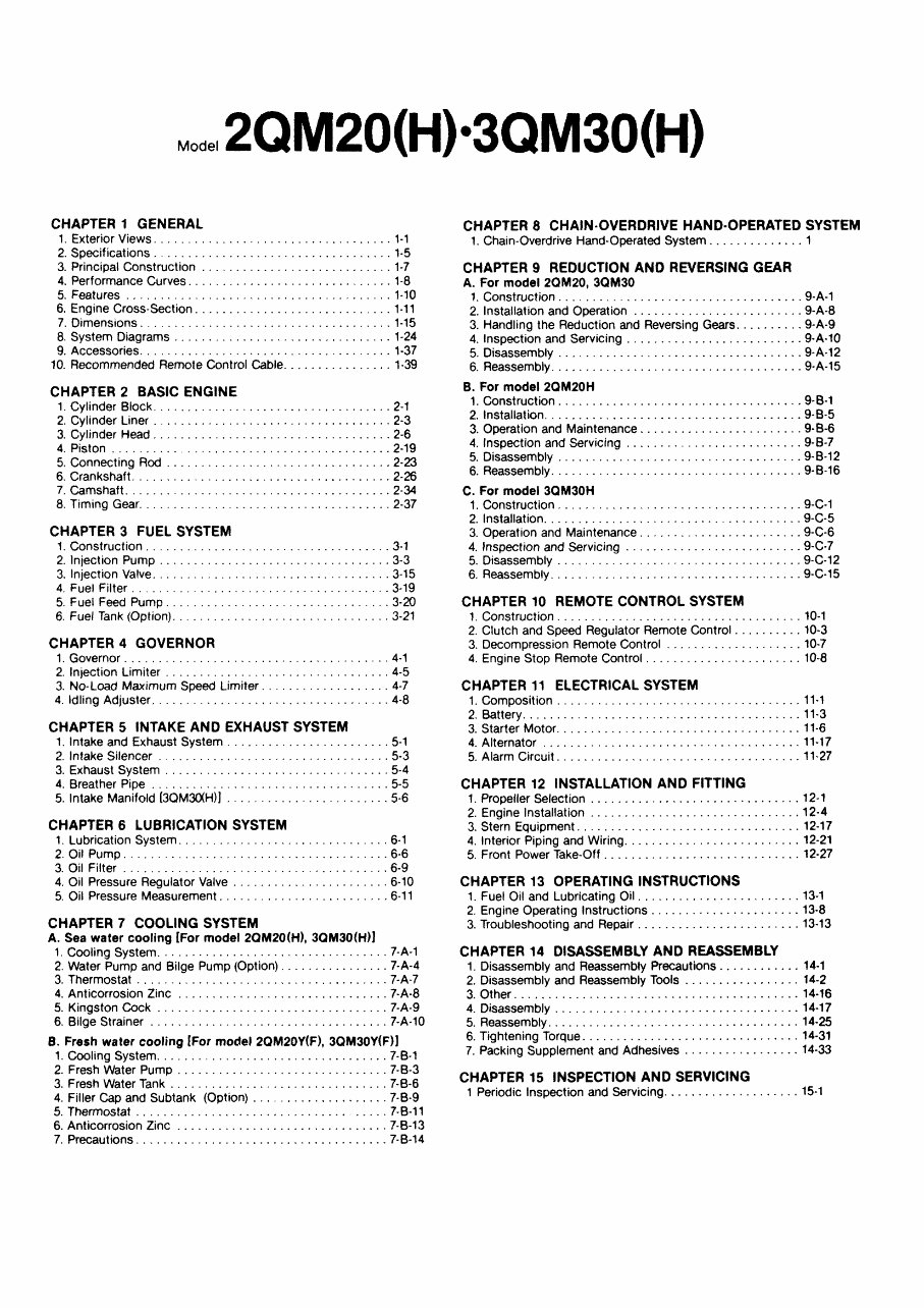 Yanmar 2QM20(H)/3QM30(H) Marine Diesel Engines OEM Service & Repair Manual preview img 4