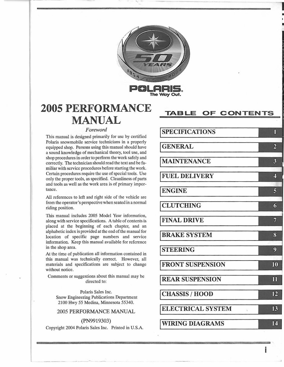 2005 Polaris Fusion 900 Service & Repair Manual preview img 3