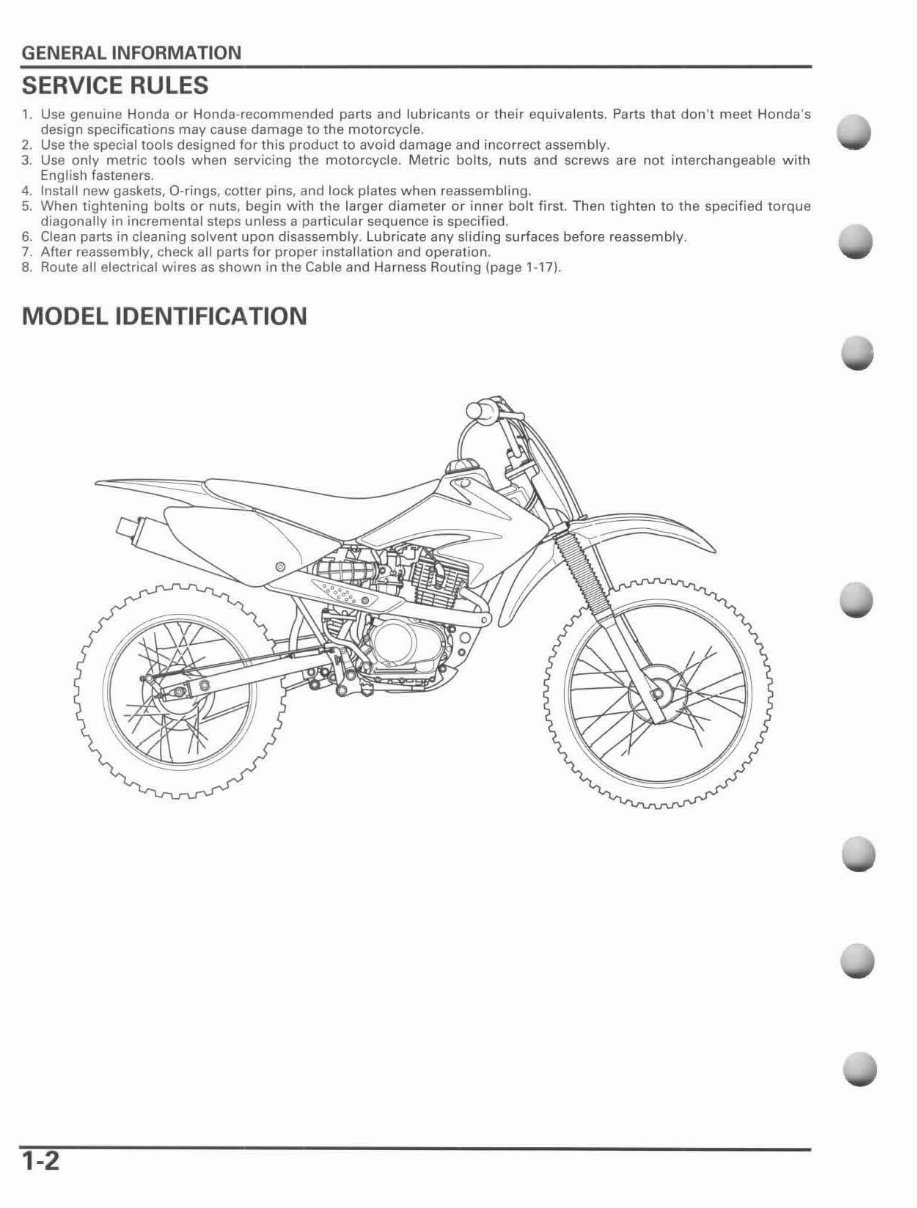 2004 - 2013 HONDA CRF80F CRF100F Repair Service Manual preview img 6