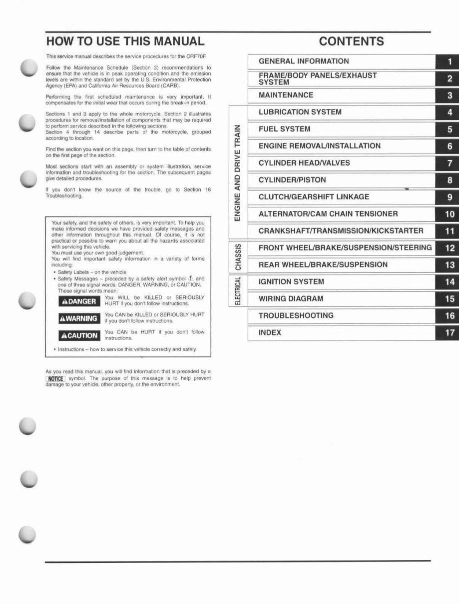 2007 HONDA CRF70F 4-STROKE Motorcycle Factory Service & Work Shop Manual preview img 3