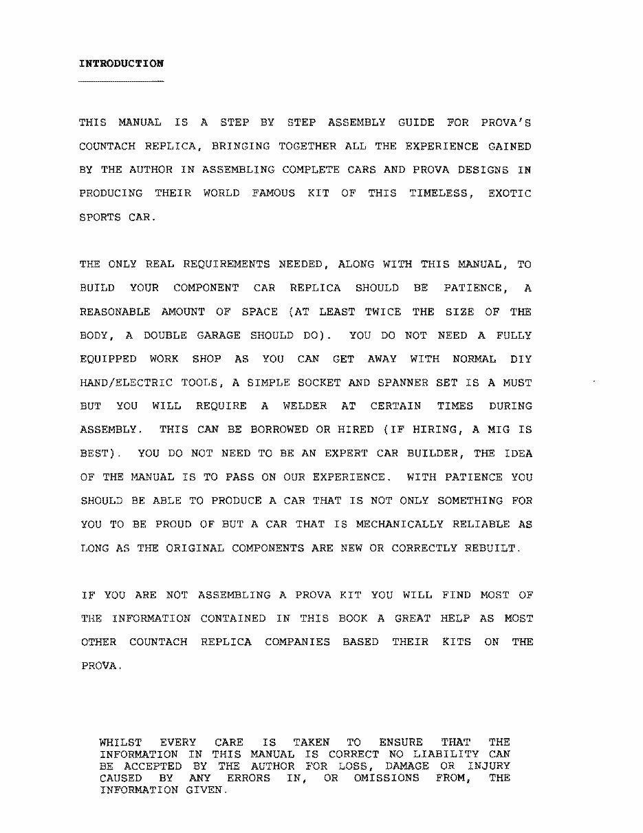 Prova Designs Countach Replica (Kit Car) Assembly Manual preview img 2