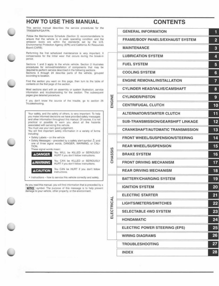 2012-2013 Honda Foreman 500 (TRX500) Service & Repair Manual preview img 3
