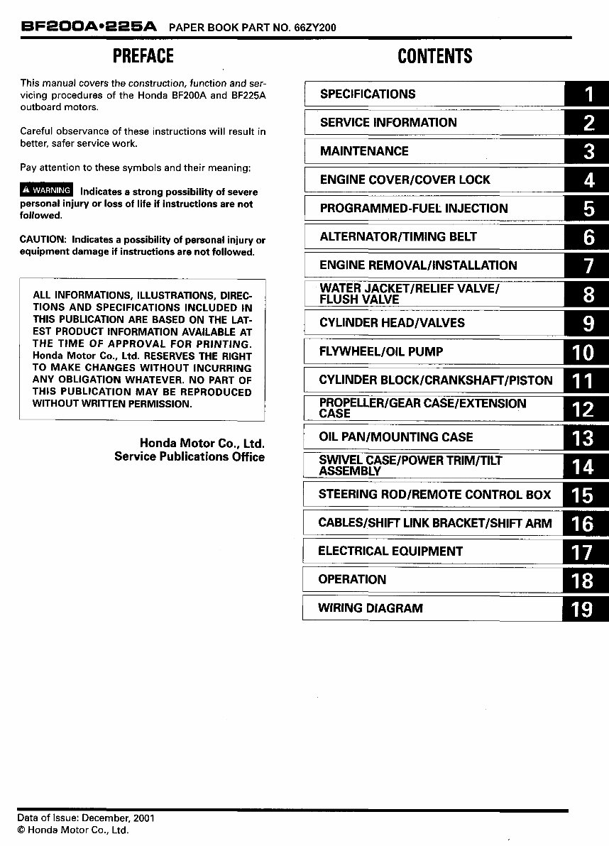 Honda BF200A/BF225A (200/225HP) Outboards OEM Service & Repair Manual preview img 1