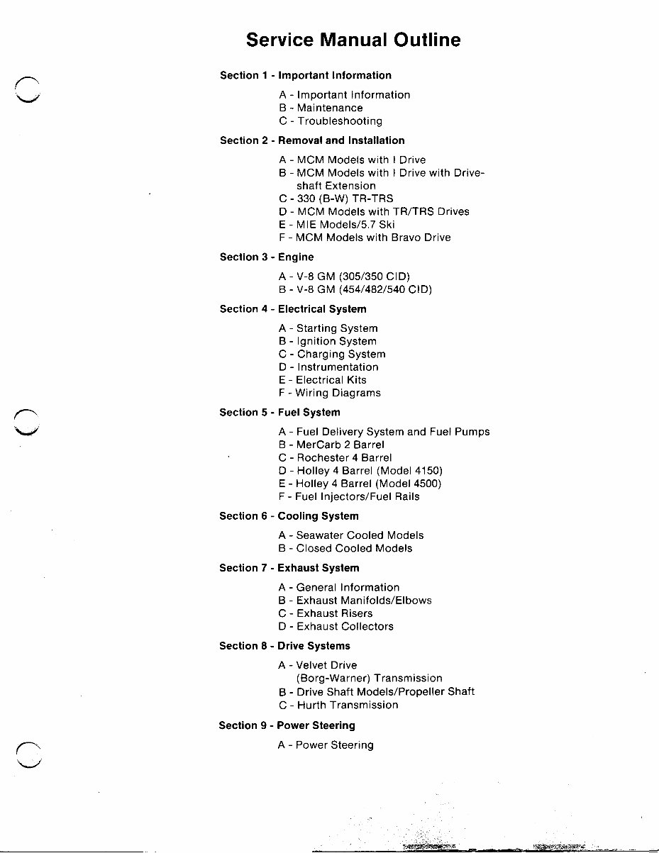 1985-1988 Mercruiser GM V8 305 CID 350 CID Marine Engine Service & Repair Manual preview img 3