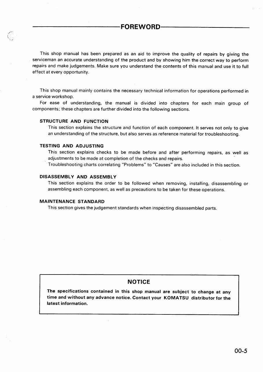 Komatsu PC10-7 PC15-3 PC20-7 Mini Excavator Workshop Manual preview img 7
