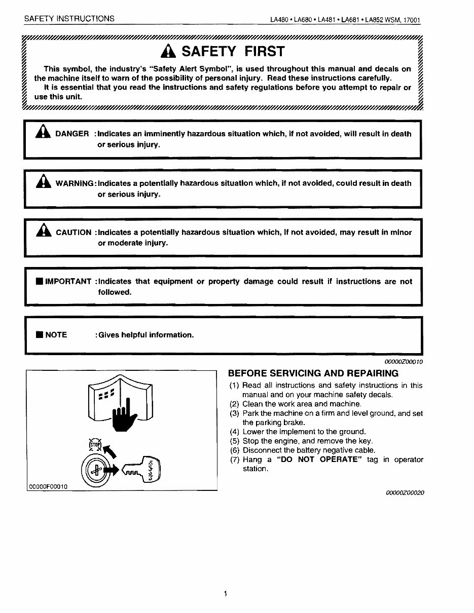 KUBOTA FRONT END Loader LA480 LA680 LA481 LA681 LA852 Workshop Service Manual preview img 1