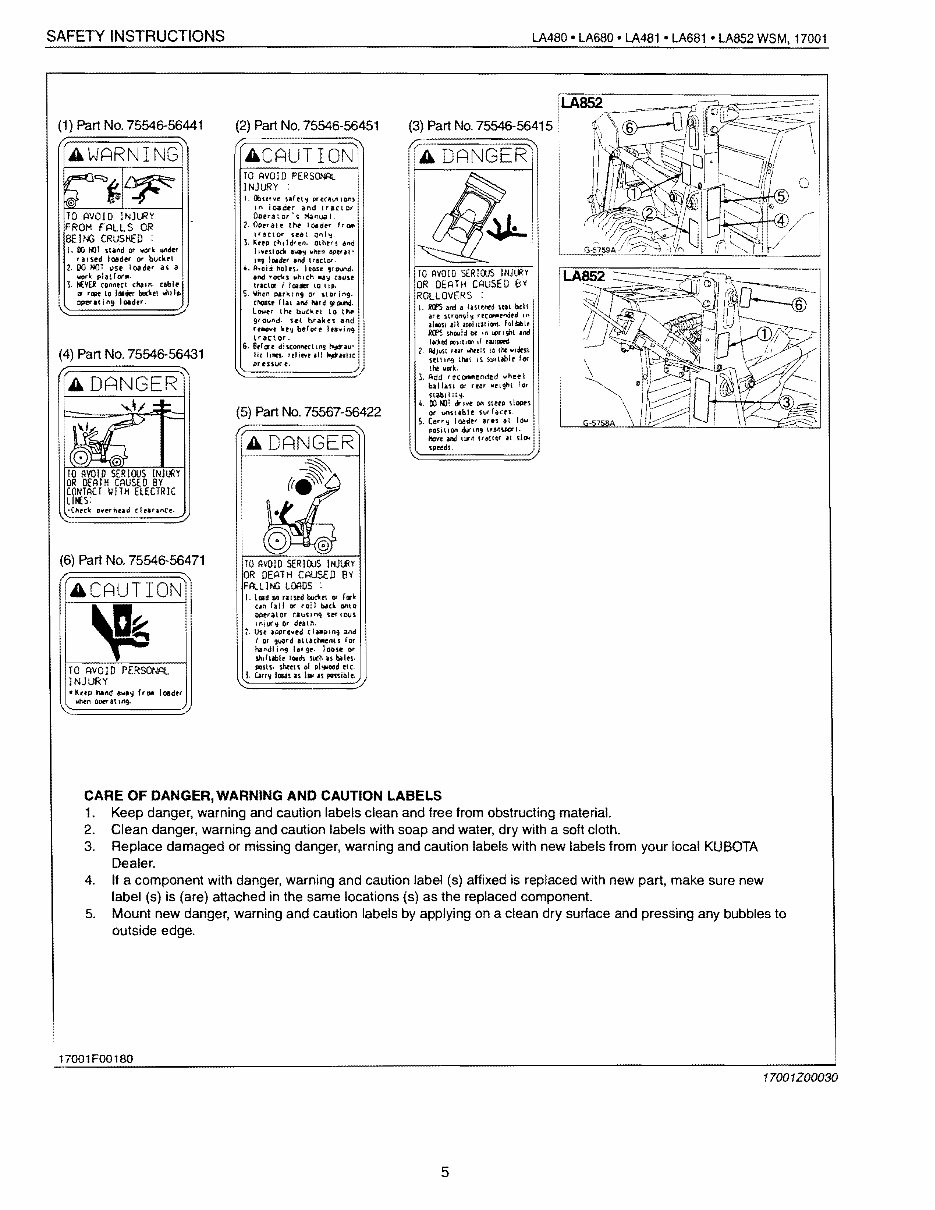 KUBOTA FRONT END Loader LA480 LA680 LA481 LA681 LA852 Workshop Service Manual preview img 5