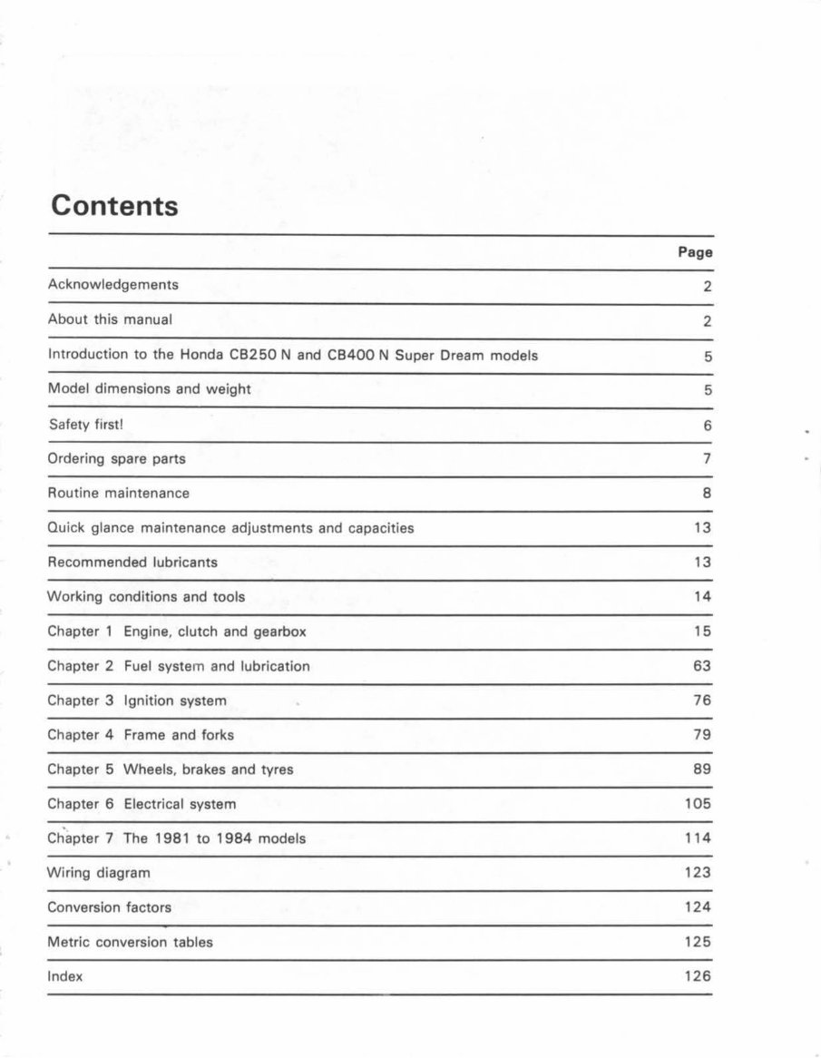 1978-1984 Honda CB250N Super Dream Service & Repair Manual preview img 4