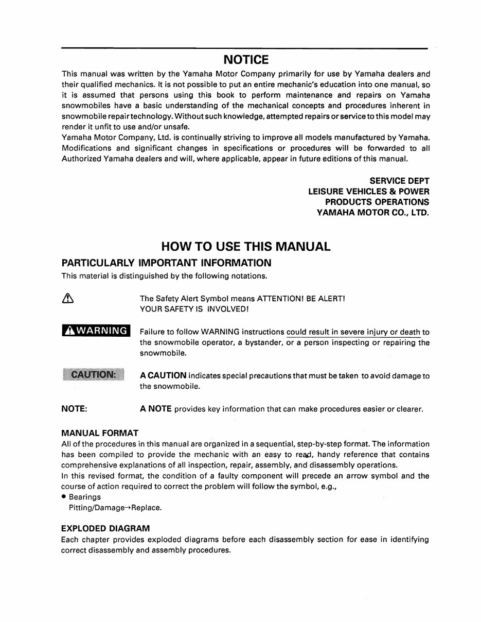 1990-1998 Yamaha Phazer Snowmobiles (PZ480P/PZ480EP) OEM Service & Repair Manual preview img 3