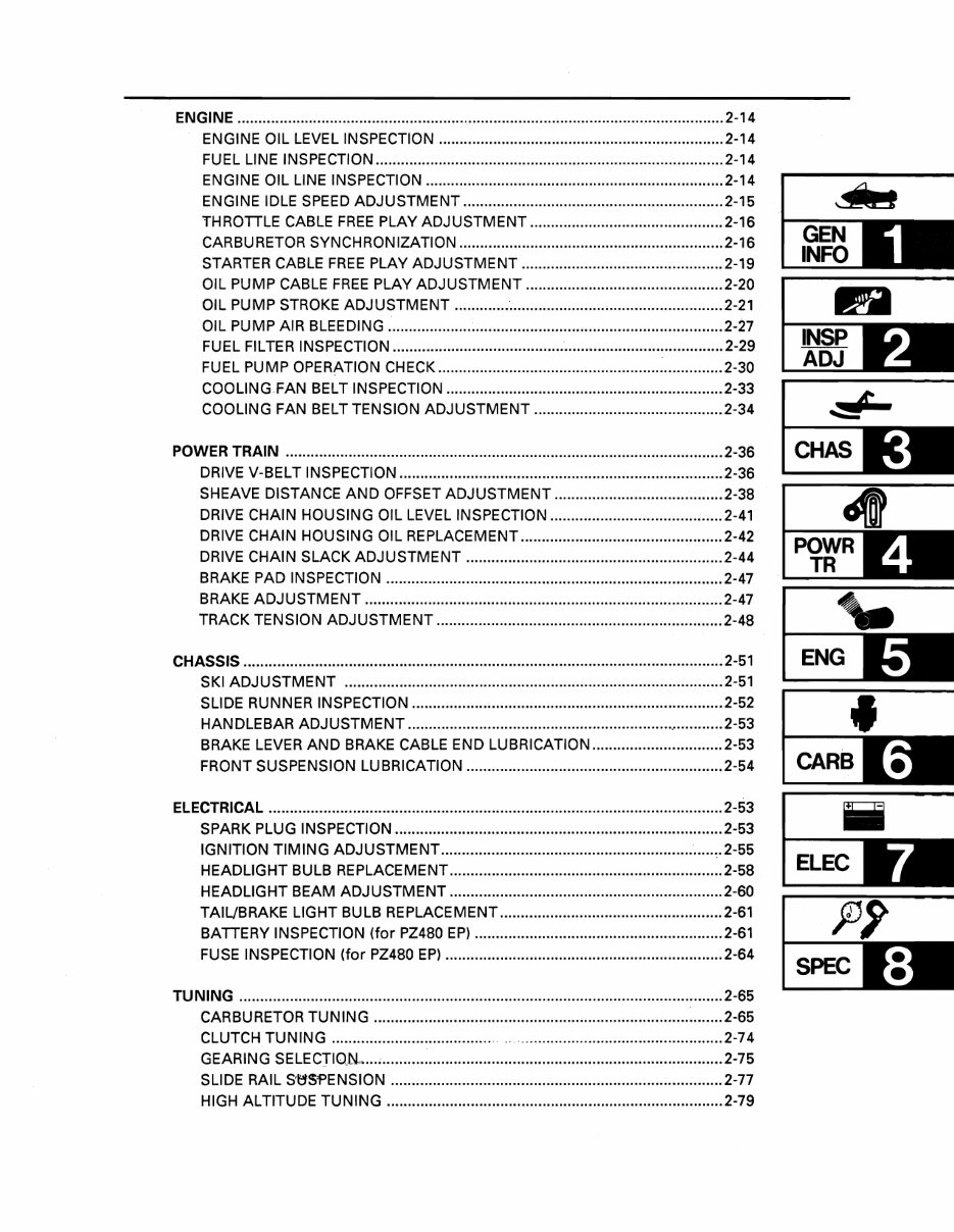 1990-1998 Yamaha Phazer Snowmobiles (PZ480P/PZ480EP) OEM Service & Repair Manual preview img 6