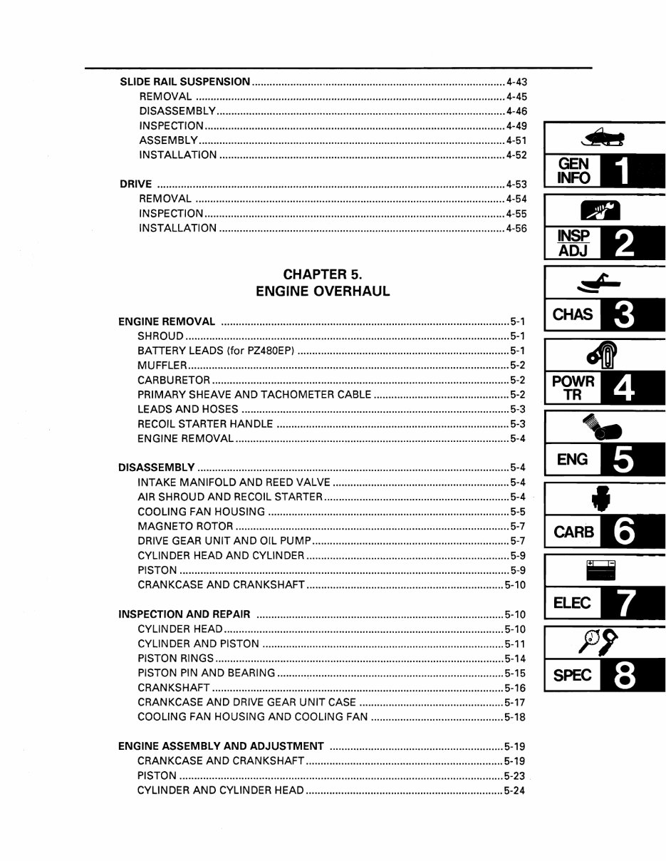 1990-1998 Yamaha Phazer Snowmobiles (PZ480P/PZ480EP) OEM Service & Repair Manual preview img 8