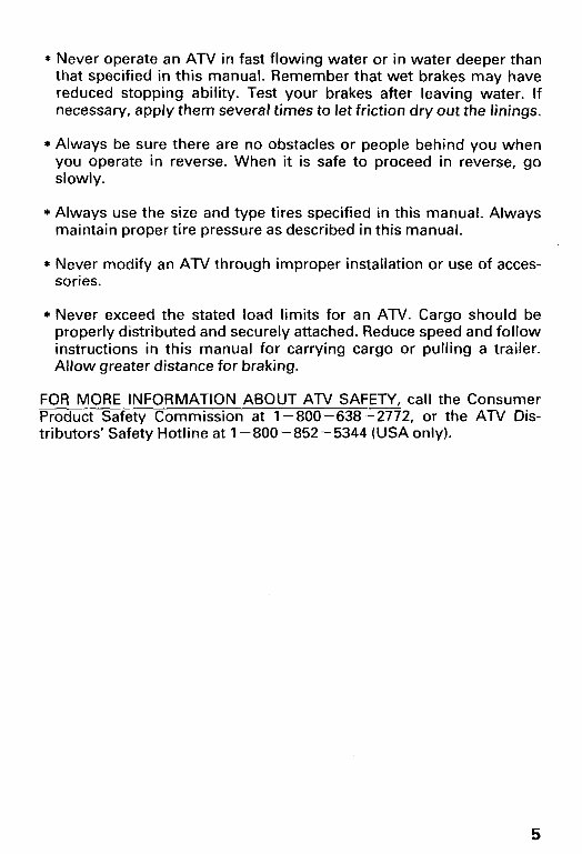 98 Honda ATV TRX450ES FourTrax Foreman ES 1998 Owners Manual preview img 10