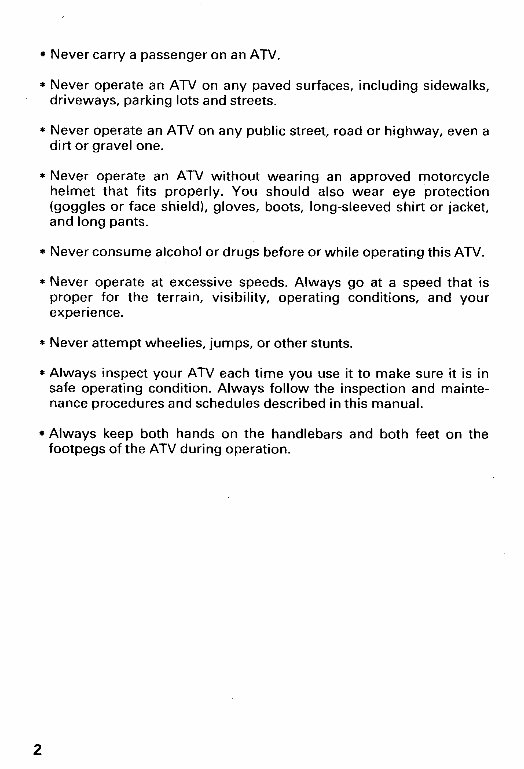 98 Honda ATV TRX450ES FourTrax Foreman ES 1998 Owners Manual preview img 7