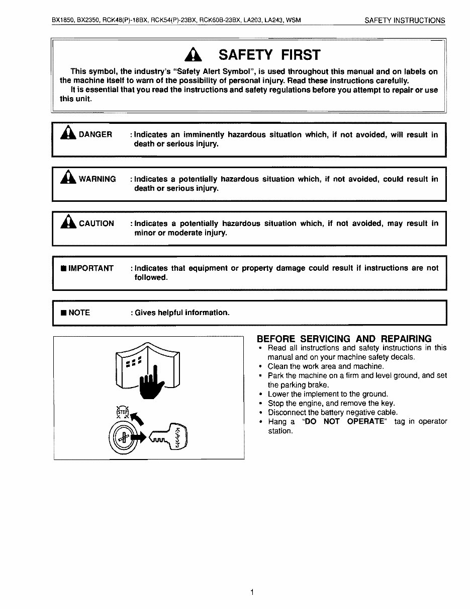 Kubota BX2350 BX2350D Tractor Mower Front Loader Full Service & Repair Manual preview img 1