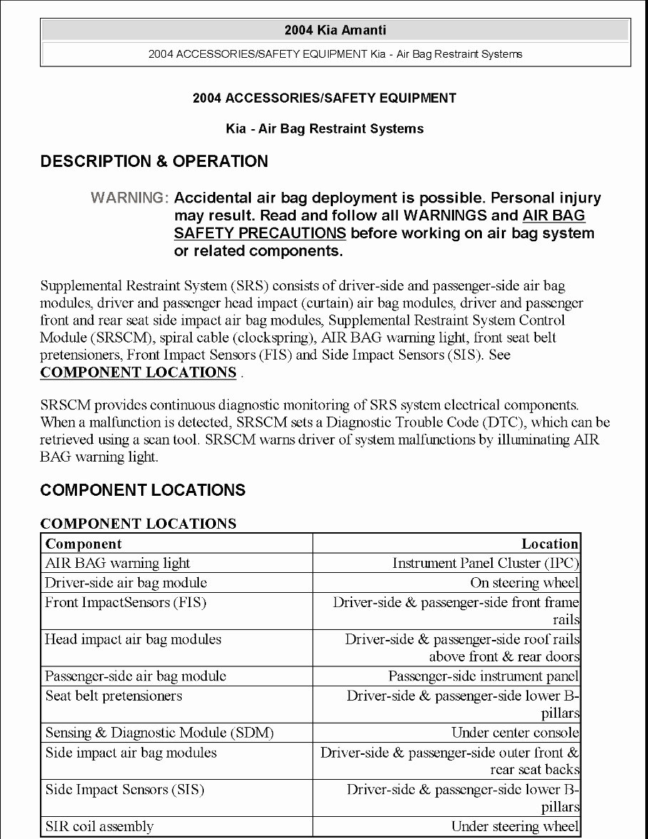 2004 KIA Amanti Service Repair Manual preview img 1