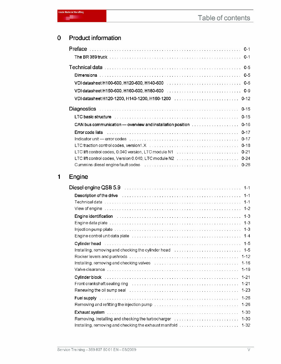 Linde Forklift Truck Type 359: H100, H120, H140, H160, H180 Service Training (Workshop) Manual preview img 5