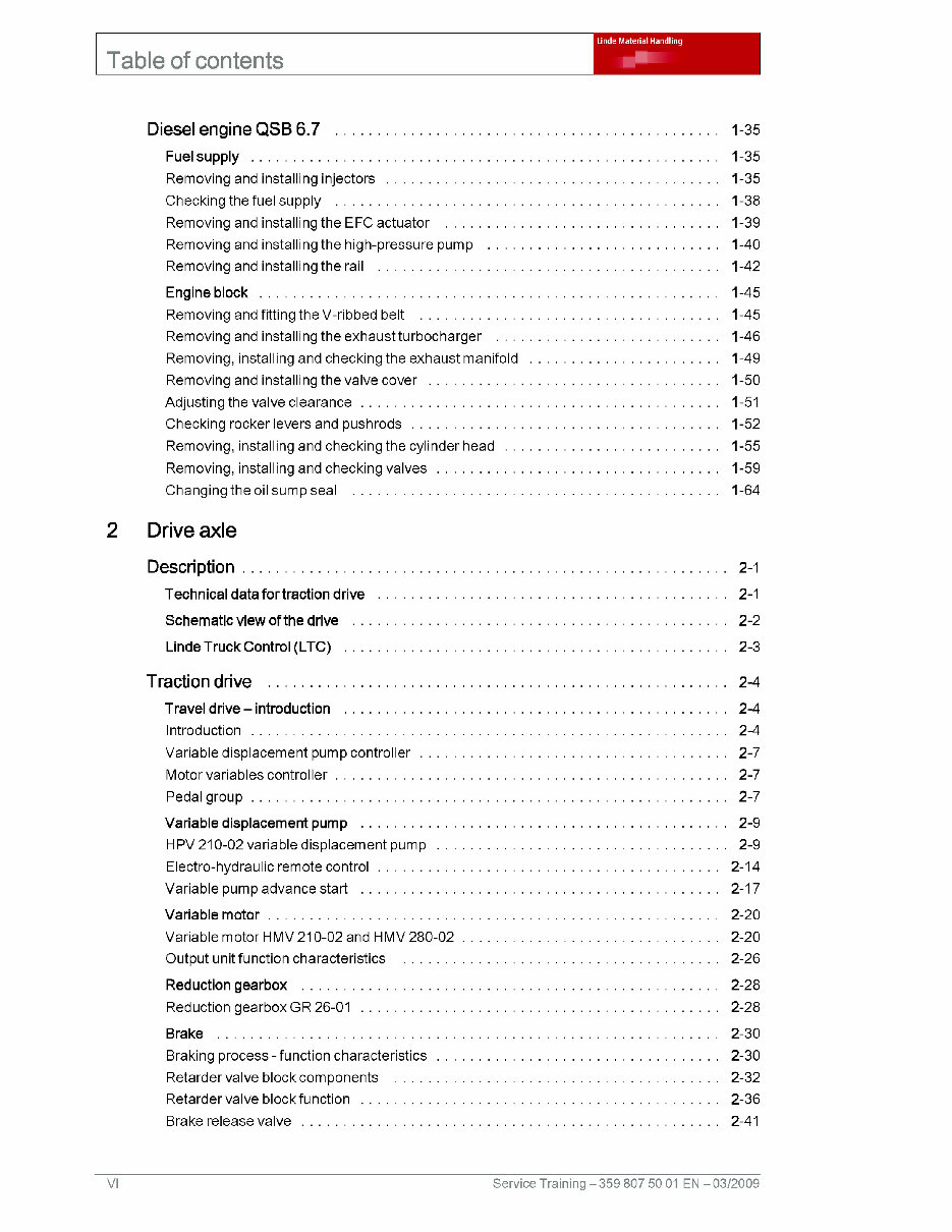 Linde Forklift Truck Type 359: H100, H120, H140, H160, H180 Service Training (Workshop) Manual preview img 6