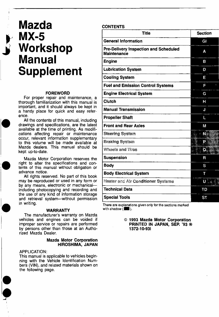1990-1998 Mazda MX5 Miata Service & Repair Manual preview img 2