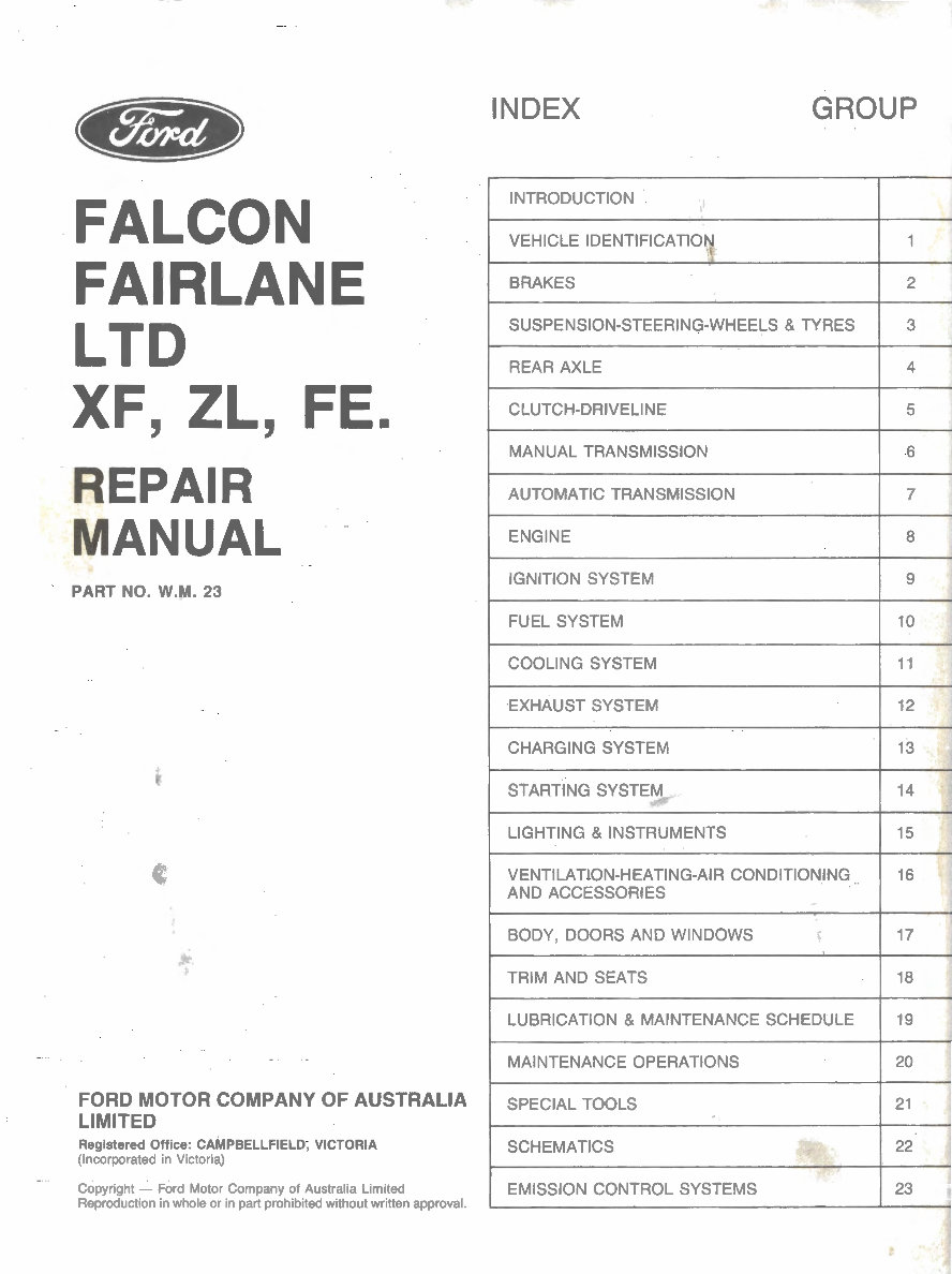 1984-1988 Ford Falcon XF Service & Repair Manual preview img 2
