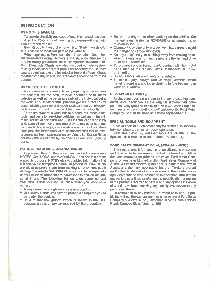 1984-1988 Ford Falcon XF Service & Repair Manual preview img 3